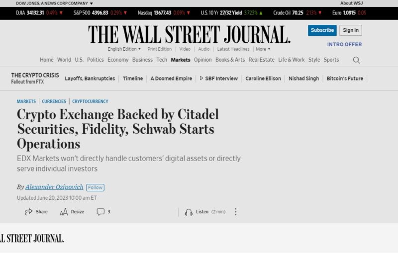 2023-06-20 18_28_14-Crypto Exchange Backed by Citadel Securities, Fidelity, Schwab Starts Operations